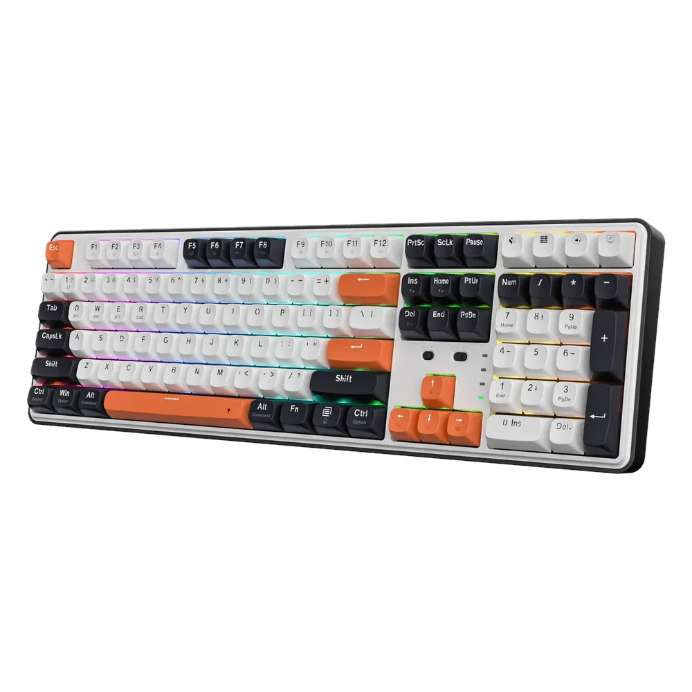 Redragon K689 Wyvern Pro Wireless Mechanical Gaming Keyboard, Full-size Layout, 2.4 GHz, Bluetooth 3.0/5.0 & USB-C Wired, Mint Mambo Linear Switches, RGB Backlight, 4000mAh Battery, Black, 1 Year Warranty | K689WBO-RGB-PRO