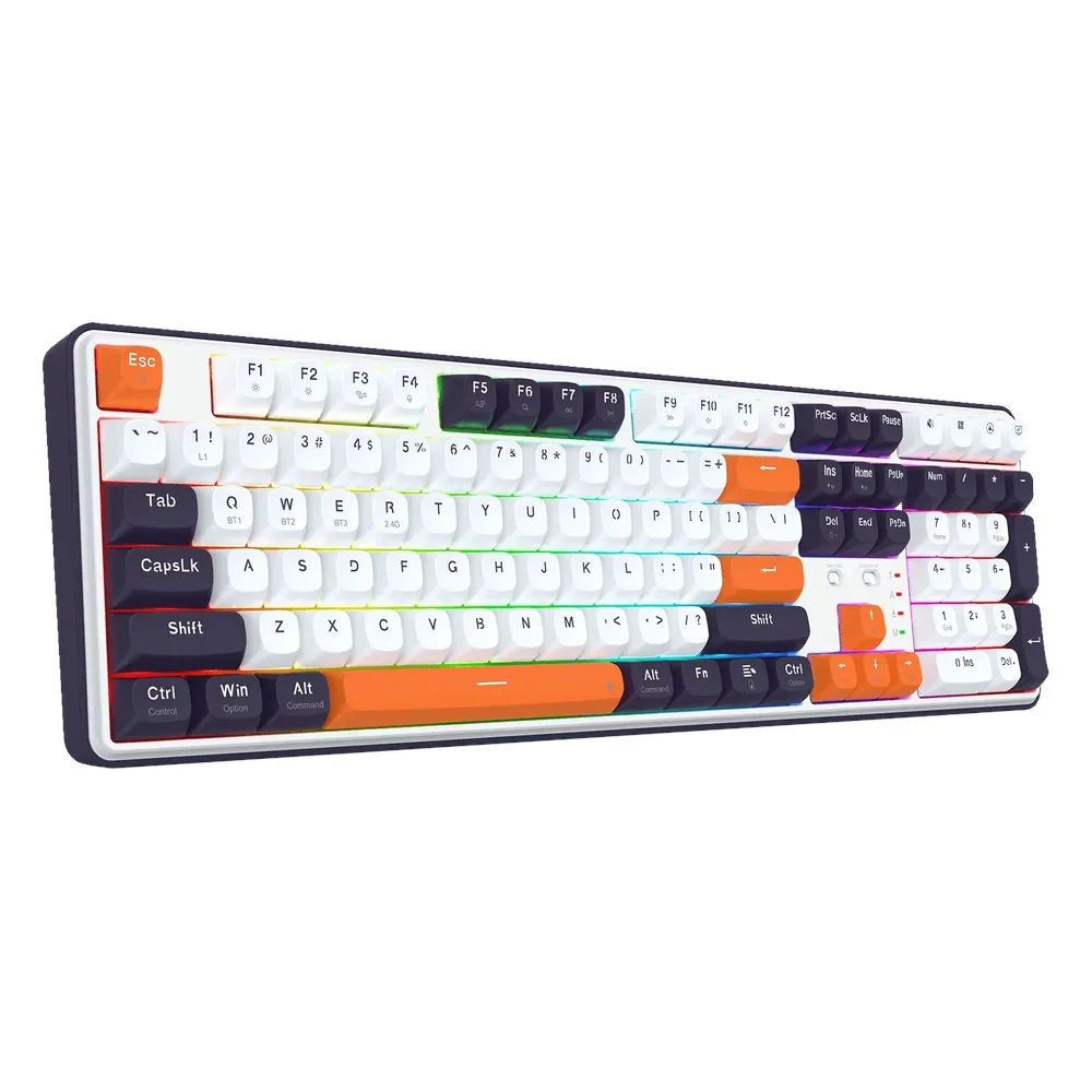 Redragon K689 Wyvern Pro Wireless Mechanical Gaming Keyboard, Full-size Layout, 2.4 GHz, Bluetooth 3.0/5.0 & USB-C Wired, Mint Mambo Linear Switches, RGB Backlight, 4000mAh Battery, Black, 1 Year Warranty | K689WBO-RGB-PRO