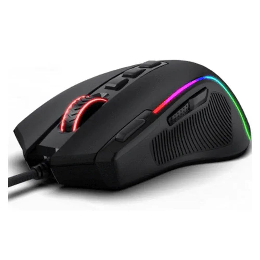 Redragon M612 Predator Wired Gaming Mouse, Wired-USB, Up to 8000 DPI, PixArt PAW3104 Optical Sensor, 1000Hz Polling Rate, HUANO Mechanical Switches, 9 Programmable Buttons, RGB Backlight, Black, 1 Year Warranty | M612-RGB