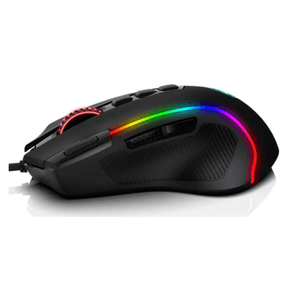 Redragon M612 Predator Wired Gaming Mouse, Wired-USB, Up to 8000 DPI, PixArt PAW3104 Optical Sensor, 1000Hz Polling Rate, HUANO Mechanical Switches, 9 Programmable Buttons, RGB Backlight, Black, 1 Year Warranty | M612-RGB