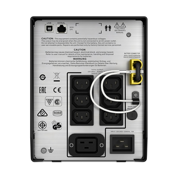 APC Smart-UPS C 2000VA، 230V، شاشة LCD، 6x منافذ IEC 320 C13 و 1x منفذ IEC 320 C19 | SMC2000I