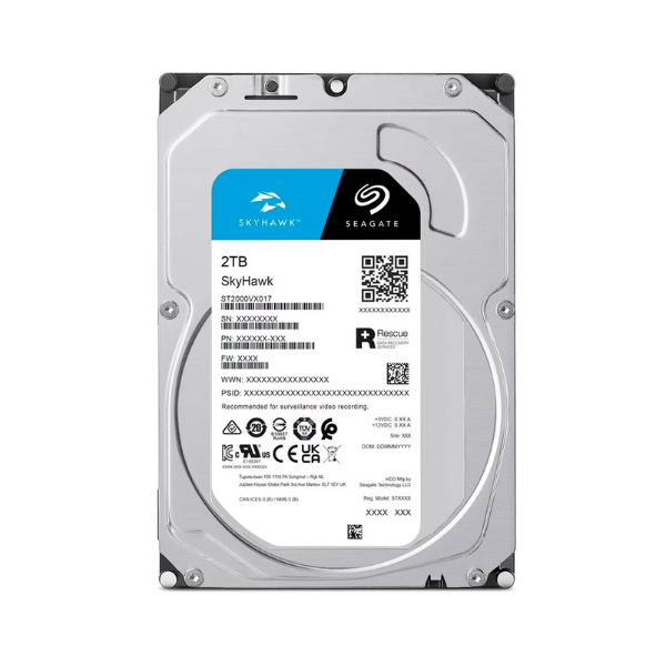 Seagate SkyHawk AI Surveillance 3.5" SATA HDD, 2TB, 5400 RPM, 180 MB/s Data Transfer Speed, 256MB Cache, 1 Year Warranty | ST2000VX015