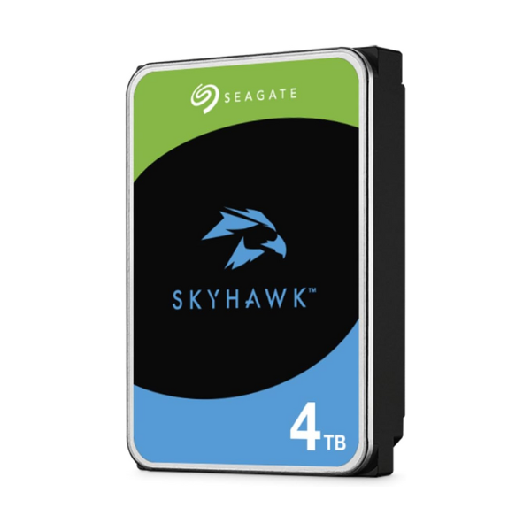 قرص صلب Seagate SkyHawk مقاس 3.5 بوصة SATA، سعة 4 تيرابايت، سرعة دوران 5400 لفة في الدقيقة، سرعة نقل بيانات 180 ميجابايت/ثانية، ذاكرة تخزين مؤقت 256 ميجابايت، ضمان لمدة سنة واحدة | ST4000VX016