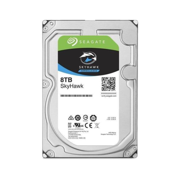 محرك أقراص ثابتة Seagate SkyHawk AI للمراقبة 3.5 بوصة SATA HDD، سعة 8 تيرابايت، سرعة دوران 7200 دورة في الدقيقة، سرعة نقل البيانات 210 ميجابايت/ثانية، ذاكرة تخزين مؤقت 256 ميجابايت، ضمان سنة واحدة | ST8000VX004