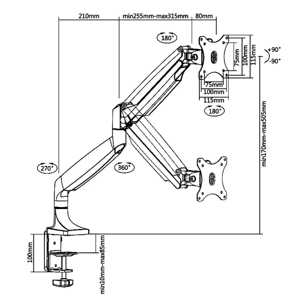 Skill-Tech-Premium-Gas-Spring-Single-Monitor-Arm-SH100-C012