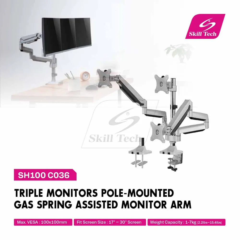 Skill-Tech-Triple-Pole-Gas-Spring-Monitor-Arm-SH100-C036