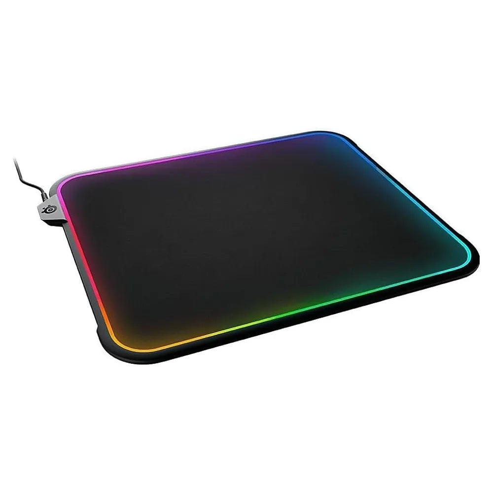 لوحة ماوس الألعاب SteelSeries QCK PRISM، مقاس متوسط، سطح قماشي، قاعدة مطاطية من السيليكون، قماش دقيق النسيج للتحكم الأقصى، إضاءة RGB ديناميكية ثنائية المنطقة، أسود، ضمان لمدة سنة واحدة | 63825