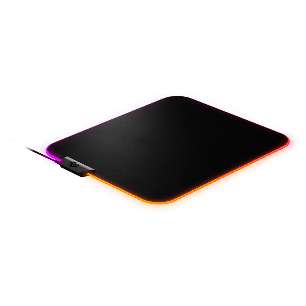 لوحة ماوس الألعاب SteelSeries QCK PRISM، مقاس متوسط، سطح قماشي، قاعدة مطاطية من السيليكون، قماش دقيق النسيج للتحكم الأقصى، إضاءة RGB ديناميكية ثنائية المنطقة، أسود، ضمان لمدة سنة واحدة | 63825