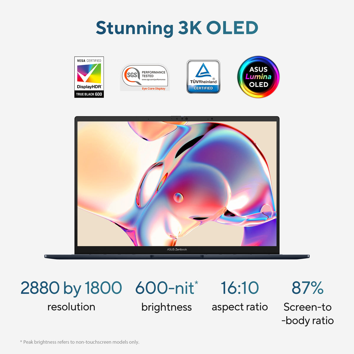 Asus Zenbook 14 Laptop, Intel Core Ultra 9 285H Processor, 32GB RAM, 1TB SSD, Intel Arc Graphics, 14" 3K OLED 120Hz Touch Display, Windows 11 Home, Backlit English & Arabic Keyboard, Ponder Blue, 1 Year Warranty | UX3405CA-SU855W