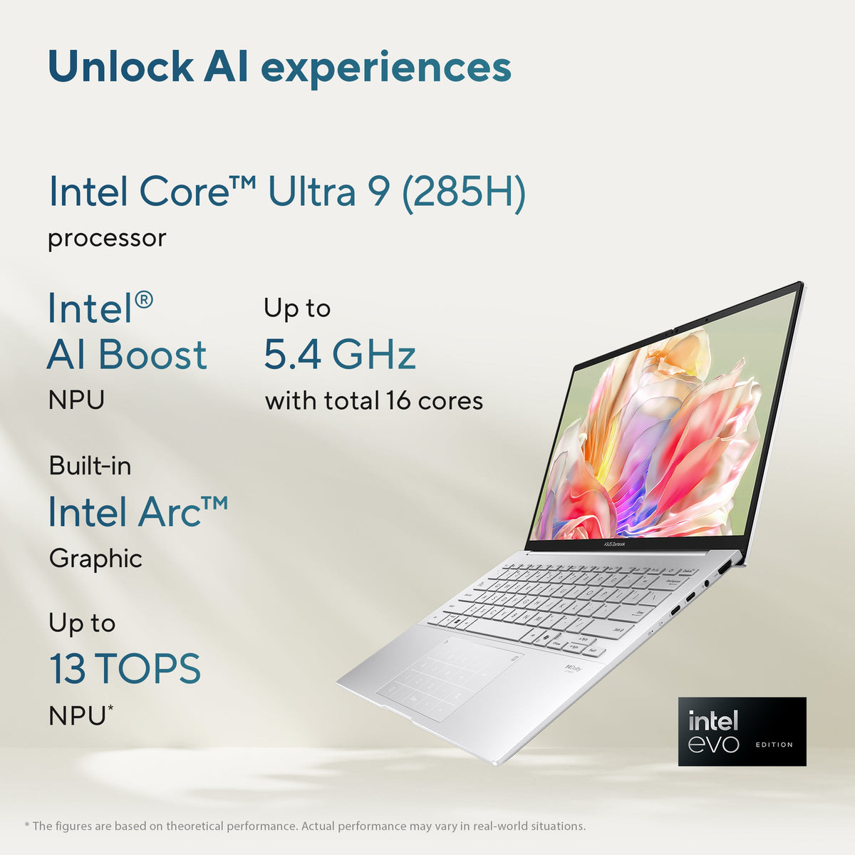 Asus Zenbook 14 Laptop, Intel Core Ultra 9 285H Processor, 32GB RAM, 1TB SSD, Intel Arc Graphics, 14" 3K OLED 120Hz Touch Display, Windows 11 Home, Backlit English & Arabic Keyboard, Ponder Blue, 1 Year Warranty | UX3405CA-SU855W