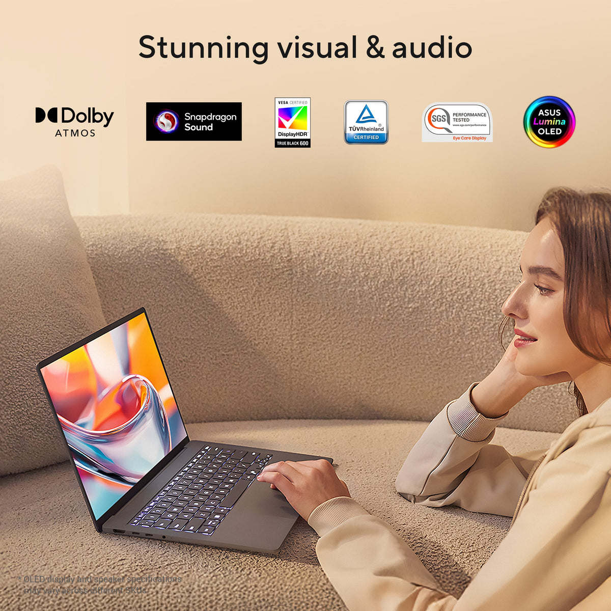 Asus Zenbook A14 UX3407NA Laptop, Snapdragon X2 Elite X2E88100 Processor, 16GB RAM, 1TB SSD, 14.0" WUXGA OLED Display, Windows 11 Home, Backlit English & Arabic Keyboard, 1 Year Warranty | UX3407NA-QD087W