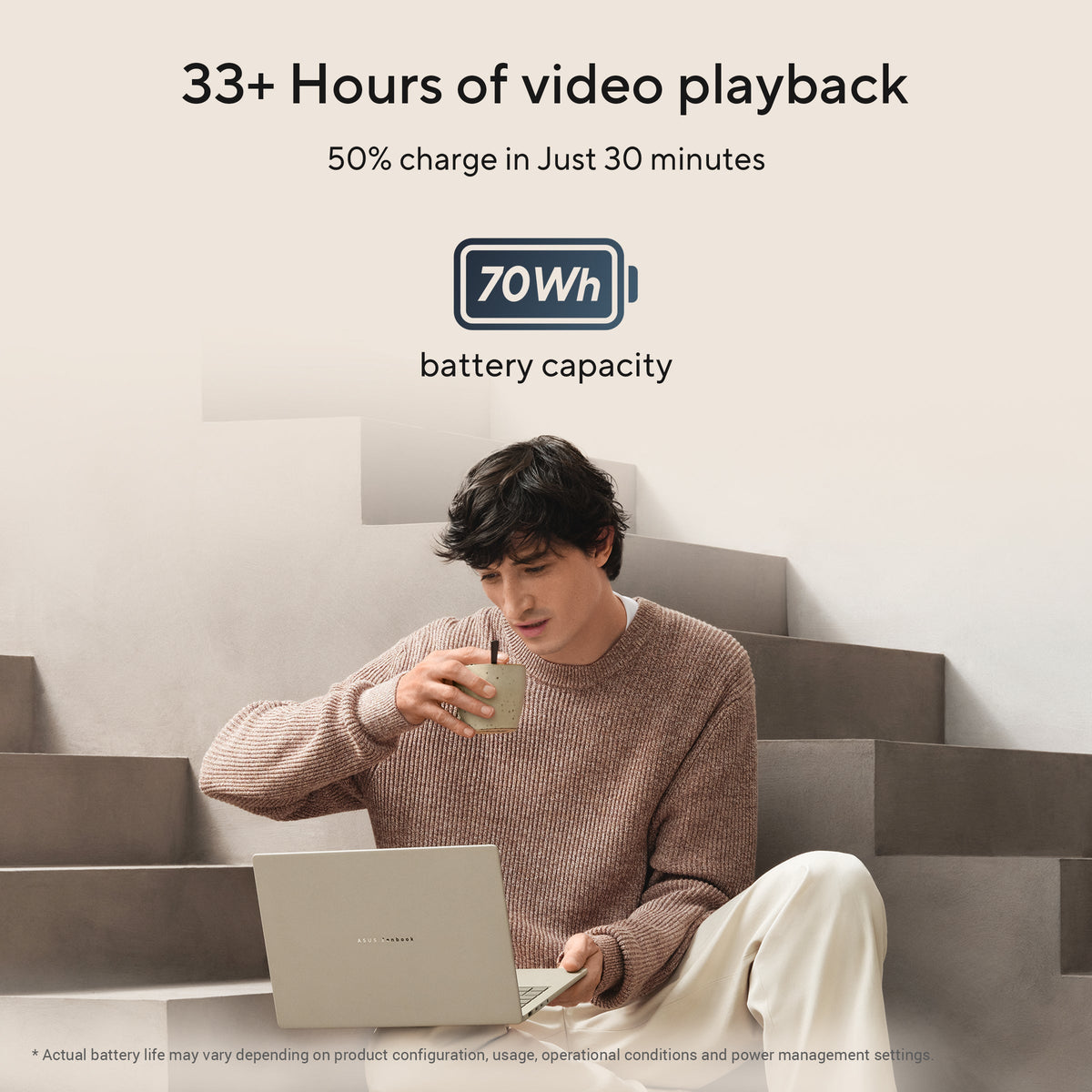 Asus Zenbook A14 UX3407NA Laptop, Snapdragon X2 Elite X2E88100 Processor, 16GB RAM, 1TB SSD, 14.0" WUXGA OLED Display, Windows 11 Home, Backlit English & Arabic Keyboard, 1 Year Warranty | UX3407NA-QD087W