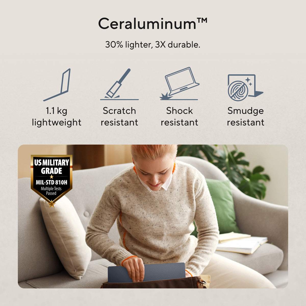 Asus Zenbook 14 UX3480KA Laptop, AMD Ryzen AI 7 345 Processor, 24GB RAM, 512GB SSD, 14" FHD OLED Display, Windows 11 Home, Backlit English & Arabic Keyboard, Zabriskie Beige, 1 Year Warranty | UX3480KA-U1011W