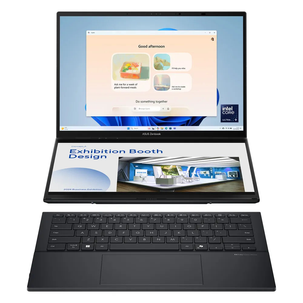 ASUS Zenbook Duo Intel Core Ultra 9 285H Processor, 32 GB RAM, 2TB PCIE G4 SSD, 14" OLED Touch Display, Windows 11 Home, English & Arabic Keyboard, GRAY, 1 Year Warranty | UX8406CA-PZ005W