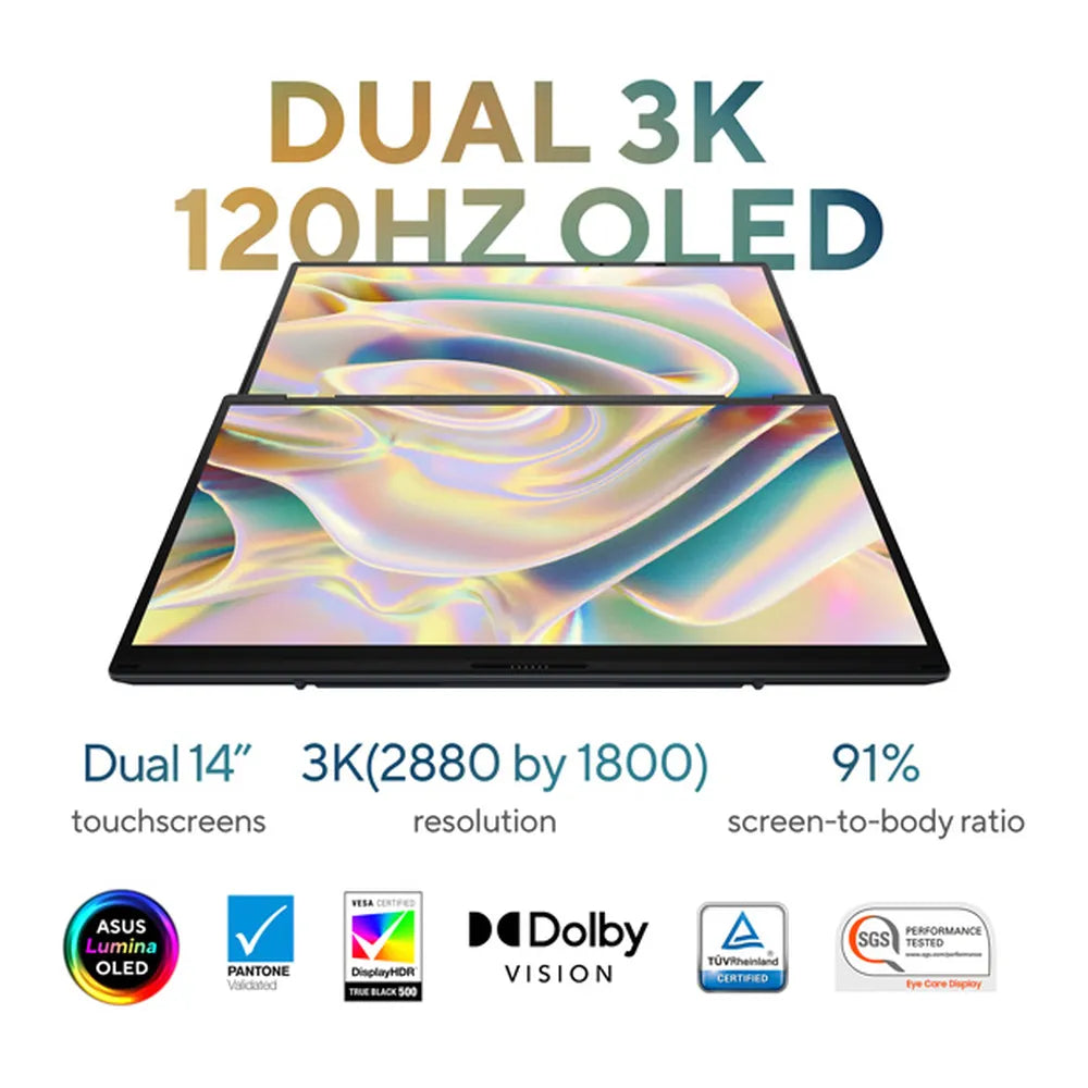 ASUS Zenbook Duo Intel Core Ultra 9 Processor, 32 GB RAM, 2TB PCIE G4 SSD, Intel Arc Graphics, WINDOW 11 HOME, 14", GRAY | UX8406CA-PZ005W