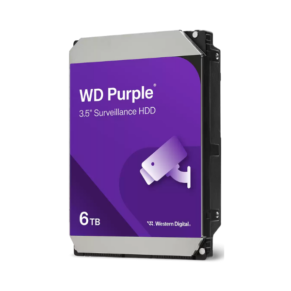 WD Purple Surveillance SATA HDD, 6TB, 175 MB/s Data Transfer Speed, 256MB Cache, Video Surveillance Recording, 1 Year Warranty | WD64PURZ