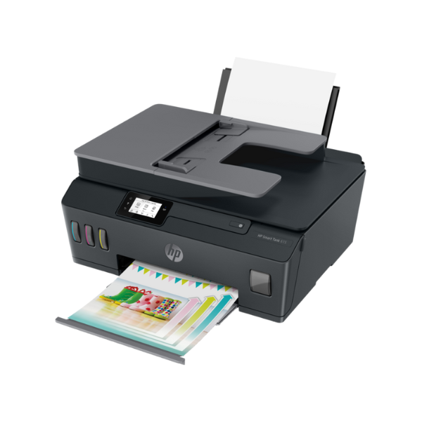 طابعة HP Smart Tank 615 لاسلكية متعددة الإمكانات، مع ماسح ضوئي مسطح ووحدة تغذية المستندات التلقائية (ADF)، وفاكس ألوان، ضمان لمدة عام | Y0F71A