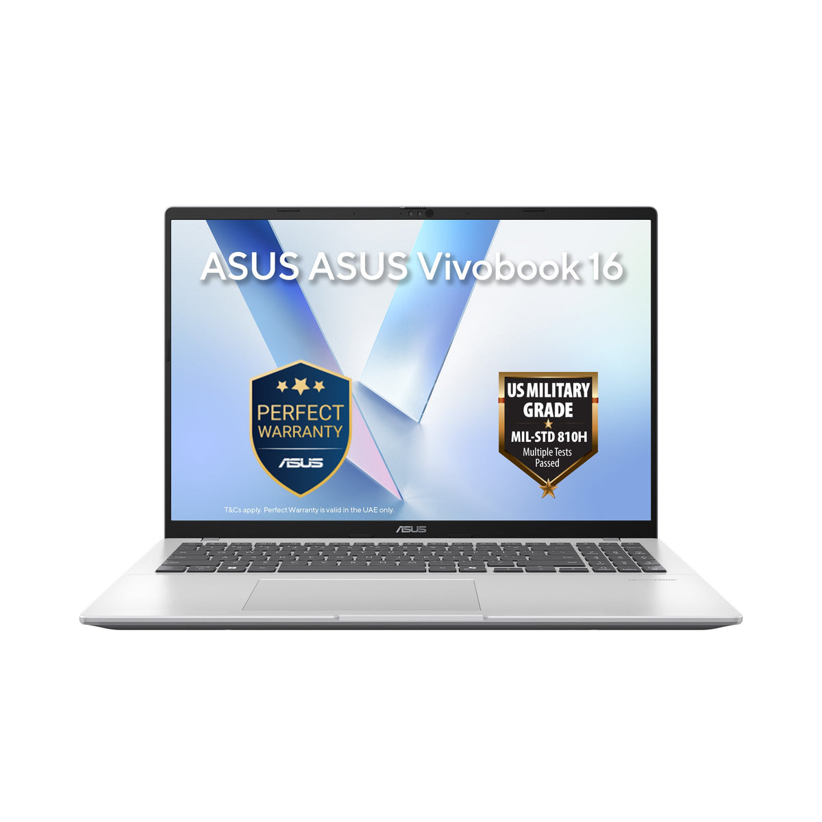 Asus Vivobook 16 Laptop, Intel Core Ultra 5 225H Processor, 16GB RAM, 512GB SSD, 16" WUXGA Display, Windows 11 Home, Cool Silver, Backlit English & Arabic Keyboard, 1 Year Warranty | X1607CA-MB174W