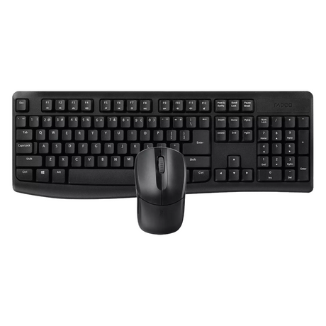 Rapoo X1800 Pro Wireless Keyboard & Mouse Combo, Wireless via USB-A Dongle, 100% Keyboard Layout, Spill-resistant design 1000 DPI Optical Mouse Sensor, Up to 12 months Battery Life, Black, 1 Year Warranty | 12002