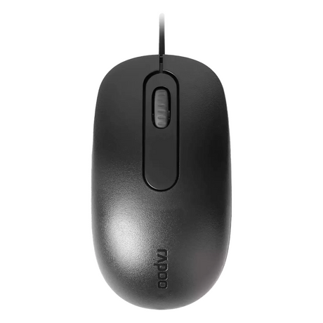 Rapoo N200 Wired Optical Mouse, 1600 DPI Optical Sensor, 3 (Left/Right-click, Middle click/scroll wheel) Buttons, Ambidextrous Design Black, 1 Year Warranty | 18548