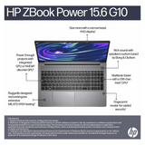 HP ZBook Power G10 Mobile Workstation Laptop, AMD Ryzen 9 PRO 7940HS Processor, 32GB RAM, 512GB SSD, 8GB Nvidia RTX 2000 Ada Graphics, 15.6" QHD Display, Windows 11 Pro, English & Arabic Backlit Keyboard, 1 Year Warranty | 866F4EA
