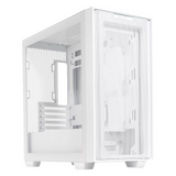 صندوق كمبيوتر Asus A21 mATX، لوحة زجاجية مقواة، دعم بطاقة رسومات بطول 380 مم، USB 3.2 Gen 1، مساحة وفيرة لتنظيم الكابلات، أبيض، ضمان سنة واحدة | 90DC00H3-B09010
