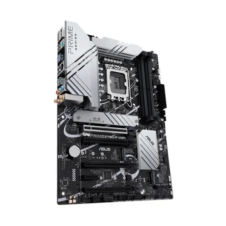 لوحة أم Asus PRIME Z790-P WiFi، مقبس LGA 1700، مقاس ATX، ذاكرة DDR5، PCIe 5.0 مع SafeSlot Core+، Wi-Fi 6، بلوتوث v5.2، USB 20 GBps، HDMI، DisplayPort، إيثرنت Realtek 2.5 GB With Asus LANGuard، إضاءة Aura Sync، ضمان سنة واحدة | 90MB1CJ0-M1EAYO