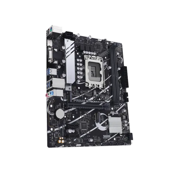 Asus PRIME B760M-K D4 Motherboard, LGA 1700 Socket, mATX Form Factor, DDR4 Ram, PCIe 4.0, USB 3.2 Gen 1, HDMI, VGA, Realtek 2.5 GB Ethernet, Asus 5X Protection III, Aura Sync R GB Lighting, 1 Year Warranty | 90MB1DS0-M1EAY0