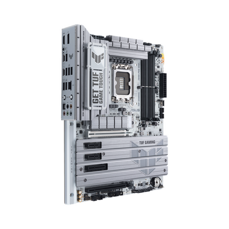 لوحة أم Asus TUF GAMING Z890-PRO WiFi، مقبس LGA 1851، مقاس ATX، ذاكرة DDR5، PCIe 5.0 مع SafeSlot Core+، Wi-Fi 7، بلوتوث v5.4، HDMI، DisplayPort، Thunderbolt 4، إيثرنت Intel 2.5 GB With TUF LANGuard، إضاءة Aura Sync، ضمان سنة واحدة