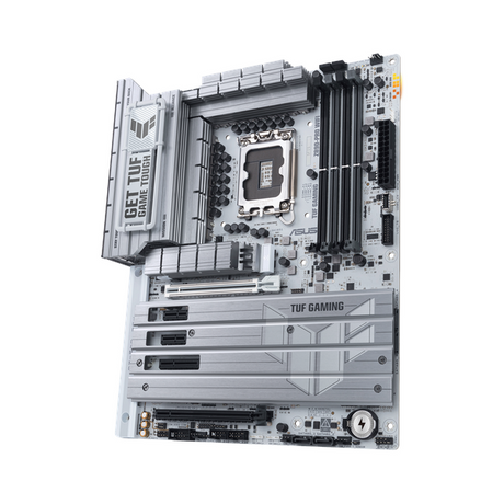 لوحة أم Asus TUF GAMING Z890-PRO WiFi، مقبس LGA 1851، مقاس ATX، ذاكرة DDR5، PCIe 5.0 مع SafeSlot Core+، Wi-Fi 7، بلوتوث v5.4، HDMI، DisplayPort، Thunderbolt 4، إيثرنت Intel 2.5 GB With TUF LANGuard، إضاءة Aura Sync، ضمان سنة واحدة