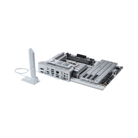 لوحة أم Asus TUF GAMING Z890-PRO WiFi، مقبس LGA 1851، مقاس ATX، ذاكرة DDR5، PCIe 5.0 مع SafeSlot Core+، Wi-Fi 7، بلوتوث v5.4، HDMI، DisplayPort، Thunderbolt 4، إيثرنت Intel 2.5 GB With TUF LANGuard، إضاءة Aura Sync، ضمان سنة واحدة