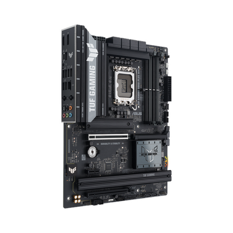 لوحة أم Asus TUF GAMING B860-PLUS WiFi، مقبس LGA 1851، مقاس ATX، ذاكرة DDR5، PCIe 5.0 مع SafeSlot Core+، Wi-Fi 7، بلوتوث v5.4، HDMI، DisplayPort، Thunderbolt 4، إيثرنت Realtek 2.5 GB With TUF LANGuard، إضاءة Aura Sync، ضمان سنة واحدة
