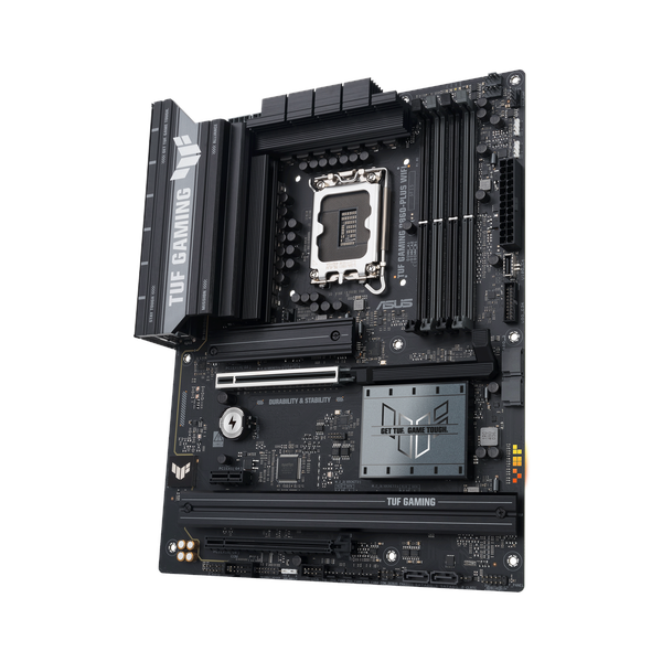 Asus TUF GAMING B860-PLUS WiFi Motherboard, LGA 1851 Socket, ATX Form Factor, DDR5 Ram, PCIe 5.0 With SafeSlot Core+, Wi-Fi 7, Bluetooth v5.4, HDMI, DisplayPort, Thunderbolt 4, Realtek 2.5 GB Ethernet With TUF LANGuard, Aura Sync, 1 Year Warranty |