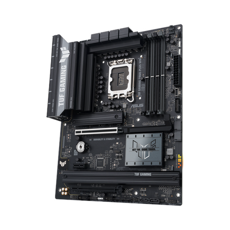 لوحة أم Asus TUF GAMING B860-PLUS WiFi، مقبس LGA 1851، مقاس ATX، ذاكرة DDR5، PCIe 5.0 مع SafeSlot Core+، Wi-Fi 7، بلوتوث v5.4، HDMI، DisplayPort، Thunderbolt 4، إيثرنت Realtek 2.5 GB With TUF LANGuard، إضاءة Aura Sync، ضمان سنة واحدة