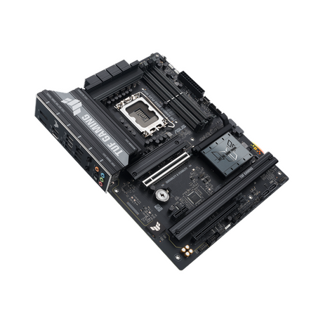 لوحة أم Asus TUF GAMING B860-PLUS WiFi، مقبس LGA 1851، مقاس ATX، ذاكرة DDR5، PCIe 5.0 مع SafeSlot Core+، Wi-Fi 7، بلوتوث v5.4، HDMI، DisplayPort، Thunderbolt 4، إيثرنت Realtek 2.5 GB With TUF LANGuard، إضاءة Aura Sync، ضمان سنة واحدة