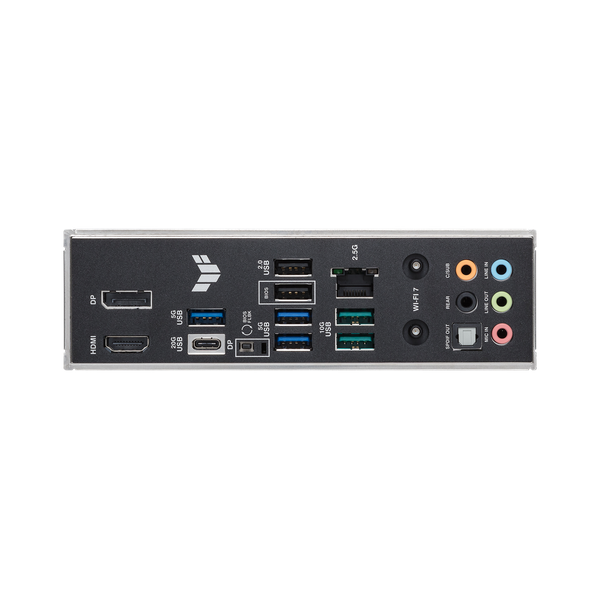 Asus TUF GAMING B860-PLUS WiFi Motherboard, LGA 1851 Socket, ATX Form Factor, DDR5 Ram, PCIe 5.0 With SafeSlot Core+, Wi-Fi 7, Bluetooth v5.4, HDMI, DisplayPort, Thunderbolt 4, Realtek 2.5 GB Ethernet With TUF LANGuard, Aura Sync, 1 Year Warranty |