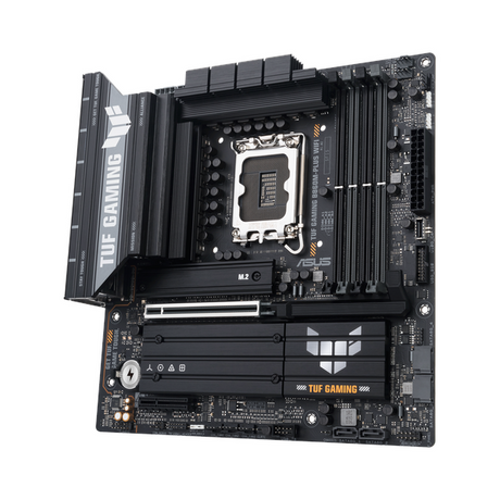 Asus TUF GAMING B860M-PLUS WiFi Motherboard, LGA 1851 Socket, micro-ATX Form Factor, DDR5 Ram, PCIe 5.0 With SafeSlot Core+, Wi-Fi 7, Bluetooth v5.4, HDMI, DisplayPort, Thunderbolt 4, Realtek 2.5 GB Ethernet With TUF LANGuard, Aura Sync, 1 Year Warranty