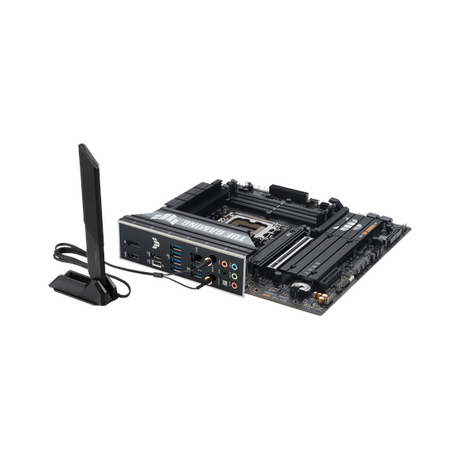 لوحة أم Asus TUF GAMING B860M-PLUS WiFi، مقبس LGA 1851، مقاس micro-ATX، ذاكرة DDR5، PCIe 5.0 مع SafeSlot Core+، Wi-Fi 7، بلوتوث v5.4، HDMI، DisplayPort، Thunderbolt 4، إيثرنت Realtek 2.5 GB With TUF LANGuard، إضاءة Aura Sync، ضمان سنة واحدة