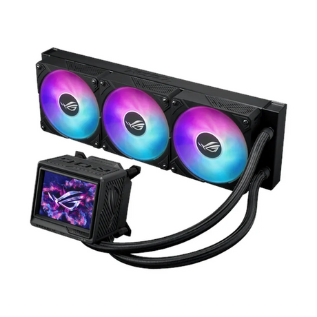 Asus ROG Ryujin III 360 ARGB Extreme AIO Liquid Cooler, 3.5" Full Color LCD Display, Supports Intel, AMD Sockets, Black, 1 Year Warranty | 90RC0131-M0EAY0