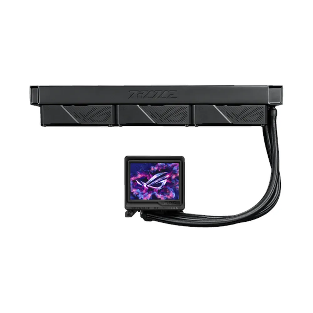 Asus ROG Ryujin III 360 ARGB Extreme AIO Liquid Cooler, 3.5" Full Color LCD Display, Supports Intel, AMD Sockets, Black, 1 Year Warranty | 90RC0131-M0EAY0