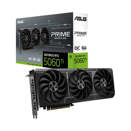 Asus PRIME GeForce RTX 5060 Ti OC Edition Graphics Card, GDDR7 16 GB 128-bit Memory, HDMI 2.1b & DP 2.1b Outputs, PCI Express 5.0, 2647 MHz Core Clock, 28  GBps Memory Clock, 1 Year Warranty | 90YV0MH2-M0NA00