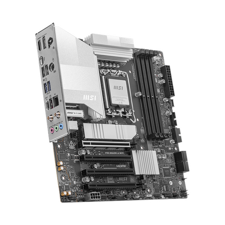 Msi PRO B860M-A WiFi Motherboard, LGA 1851 Socket, mATX Form Factor, DDR5 Ram, PCIe 5.0 With EZ PCIe Clip II, Intel Wi-Fi 7, Bluetooth 5.4, USB 40 GBps, HDMI 2.1, DisplayPort 1.4, Thunderbolt4 (Type-C), Realtek 8126 5G LAN, EZ M.2 Shield Frozr II, 1 Year