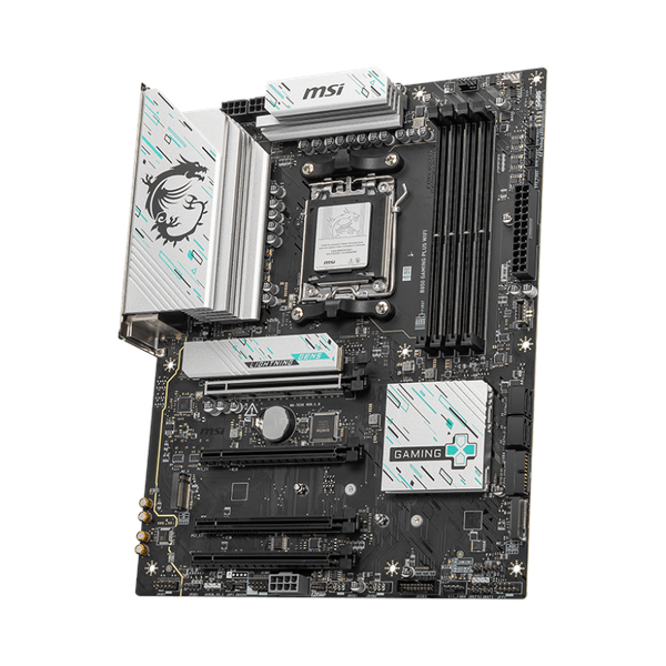لوحة أم Msi B850 Gaming Plus WiFi، مقبس AM5، عامل شكل ATX، ذاكرة وصول عشوائي DDR5، منفذ PCIe 5.0، Wi-Fi 7 مع هوائي EZ، بلوتوث 5.4، منفذ USB بسرعة 10 جيجابت في الثانية، شبكة LAN بسرعة 5G، درع EZ M.2 Shield Frozr II، ضمان لمدة سنة واحدة | 911-7E56-001-007