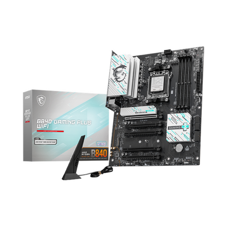 Msi B840 Gaming Plus WiFi Motherboard, AM5 Socket, ATX Form Factor, DDR5 Ram, PCIe 4.0, Wi-Fi 7, Bluetooth 5.4, USB 10 GBps, 2.5G LAN, 1 Year Warranty | 911-7E57-002