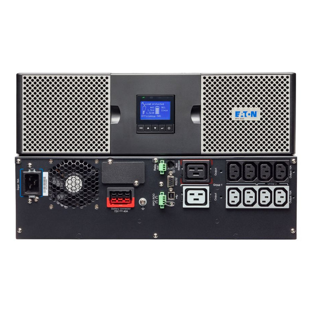 Eaton 9PX UPS 2200 VA، تثبيت على حامل/برج 3U، 230 فولت، 8 منافذ C13 + 2 منافذ C19، ضمان سنة واحدة | 9PX2200iRT3U