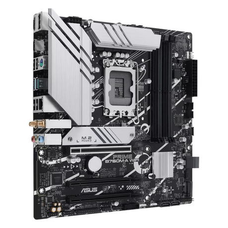 Asus PRIME B760M-A Gaming WiFi Motherboard, LGA1700 Socket, mATX Form Factor, DDR5 Ram, PCIe 4.0, HDMI, DP, Realtek 2.5Gb Ethernet, Aura Sync, 1 Year Warranty | 90MB1EL0-M1EAY0