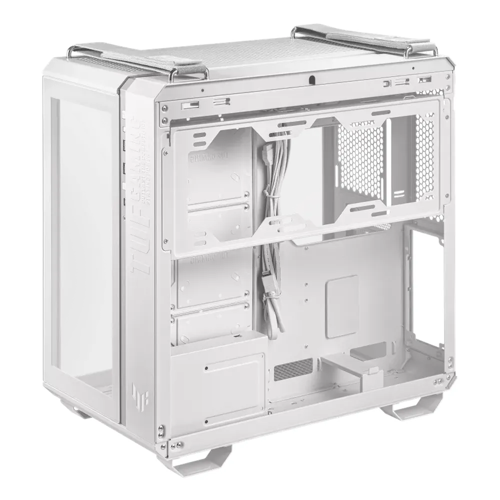 Asus TUF Gaming GT502 ATX Tower PC Case, Front & Left Tempered Glass Panels, Dual Chamber Chassis, Panoramic View, Removeable Dust Filters, Tool-Free Side Panels, 400mm GPU Support, USB 3.2 Gen 2, White, 1 Year Warranty | 90DC0090-B09010