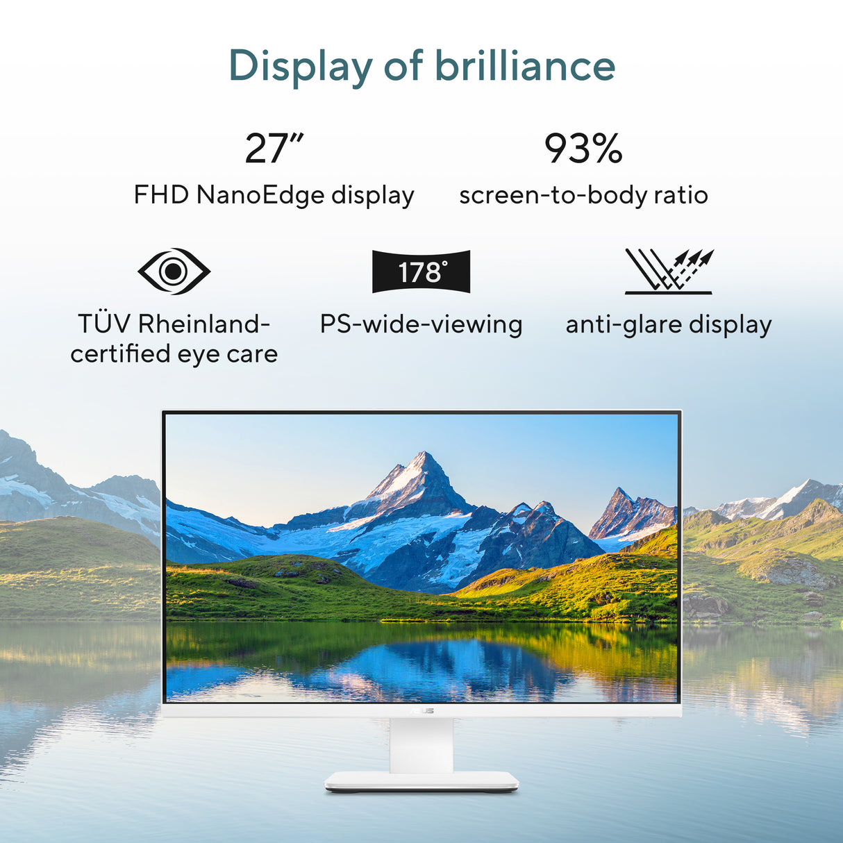 Asus V470VA All-in-One Desktop PC, Intel Core 7 240H Processor, 16GB RAM, 1TB SSD, 27" FHD Display, Windows 11 Home, Built-in Speakers & 5M IR Camera, 120W Power Adapter, Sandstone Wireless Keyboard & Mouse Included, 3 Year Warranty | V470VA-C724016001W
