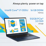 Asus Vivobook 15 Laptop, Intel Core i7-1355U Processor, 16GB RAM, 512GB SSD, 15.6" FHD Display, Windows 11 Home, English & Arabic Backlit Keyboard, Cool Silver, 1 Year Warranty | X1504VA-BQ715W