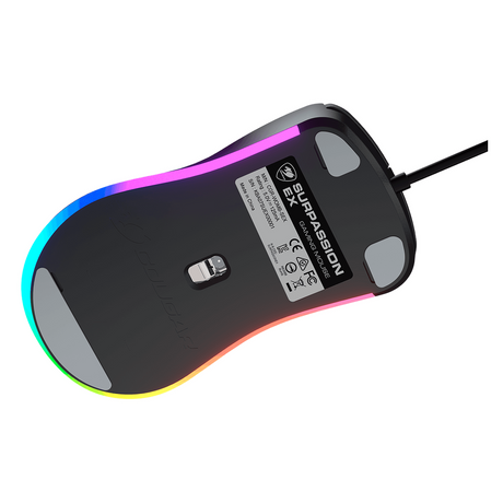ماوس الألعاب السلكي الضوئي Cougar Surpassion RGB، مستشعر ألعاب بصري PAW3309 بدقة 6400 نقطة لكل بوصة، معدل اقتراع 1000 هرتز، مفتاح ألعاب 20 مليون نقرة، 6 أزرار قابلة للبرمجة، تصميم مريح لليد اليمنى، أسود، ضمان لمدة عام | CGR-WOMB-SUR